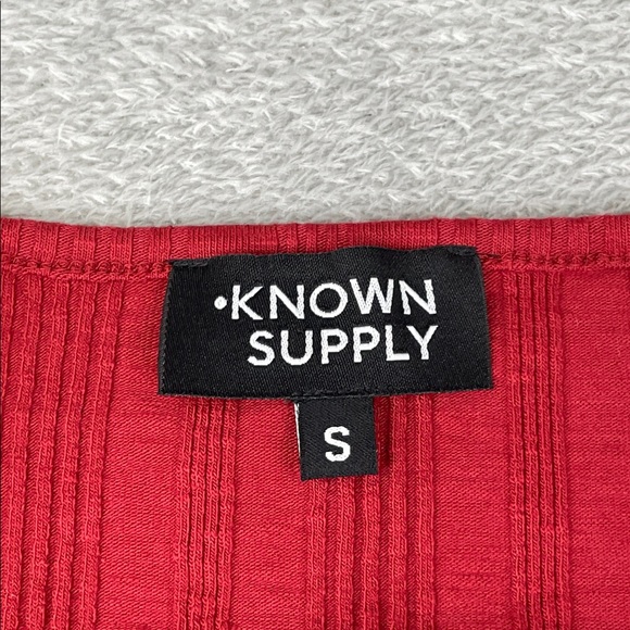 NEW Known Supply S Irene Dress Organic Cotton Elegant Red Long Sleeve Dress - Picture 4 of 14